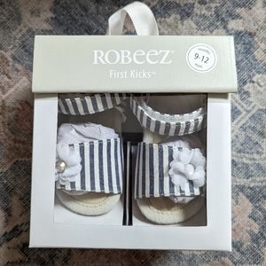 Robeez Camellia Sandals White Blue 9-12m